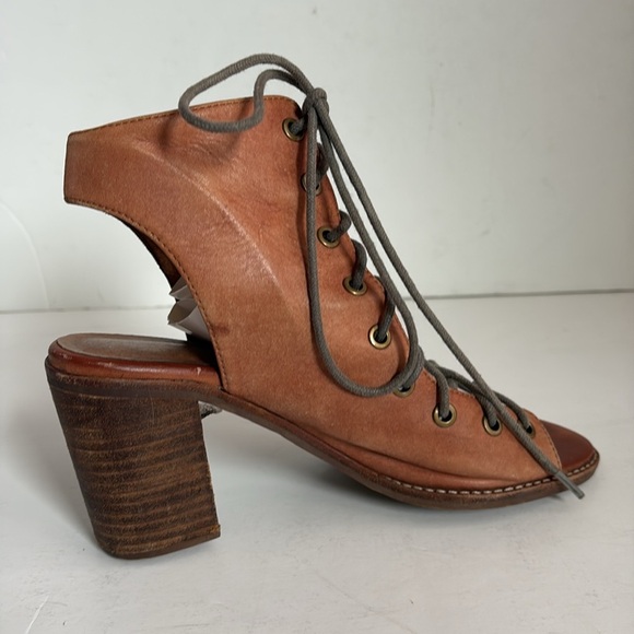 Free People Jeffrey Campbell brown Minimal Lace Up open toe stack heel sandal - Picture 13 of 16